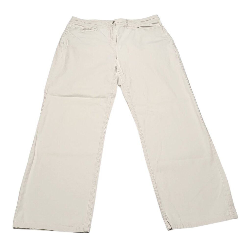 Eileen Fisher White 97% Organic Cotton/3% Spandex Straight Leg Pants Size Medium